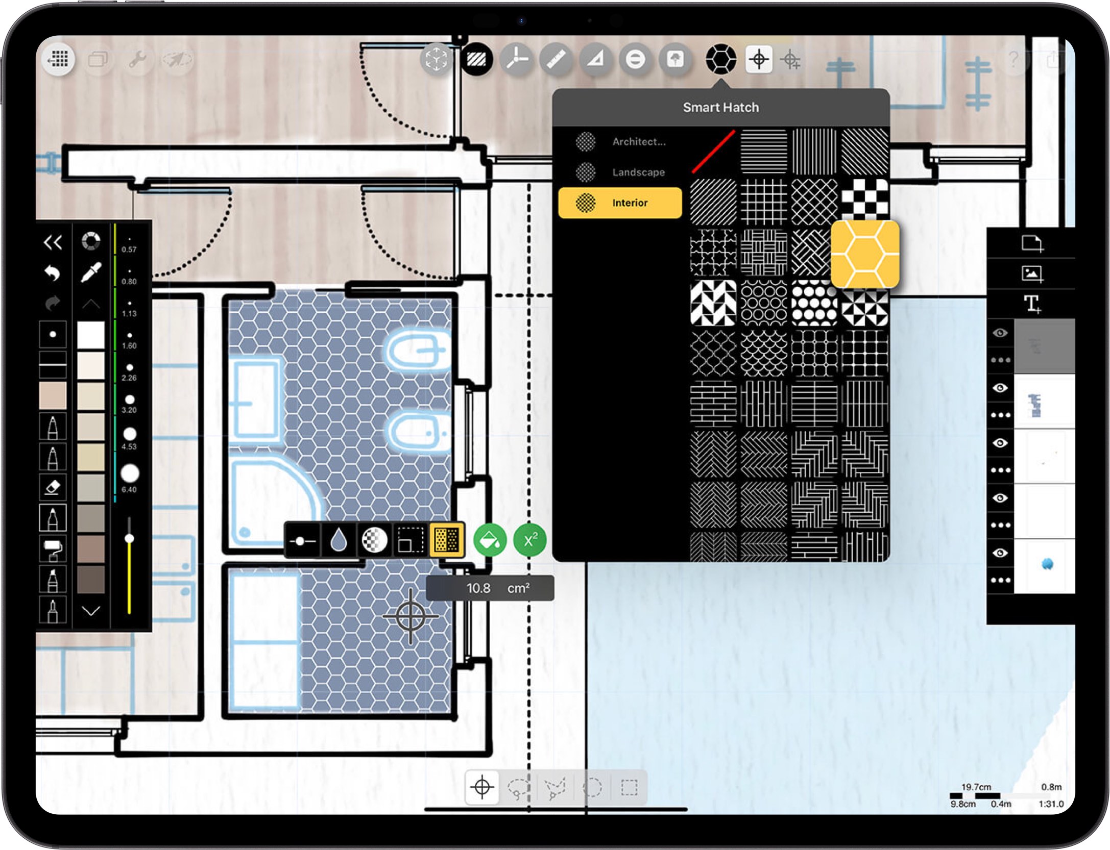 best App for architects _ iPad drawing for interior design _  bathroom plan drawin